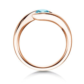 Verlovingsring Twist Colour in 9K roségoud met blauwe topaas 0,50ct