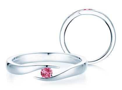 Verlovingsring Twist Colour in zilver 925/- met roze toermalijn 0,05ct