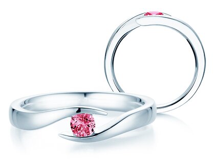 Verlovingsring Twist Colour in 9K witgoud met roze toermalijn 0,15ct