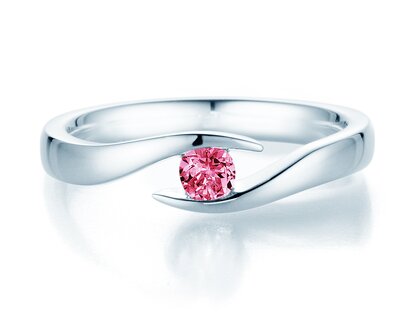 Verlovingsring Twist Colour in 9K witgoud met roze toermalijn 0,15ct