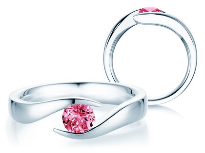 Verlovingsring Twist Colour in 14K witgoud met roze toermalijn 0,50ct