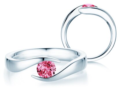 Verlovingsring Twist Colour in 14K witgoud met roze toermalijn 0,50ct