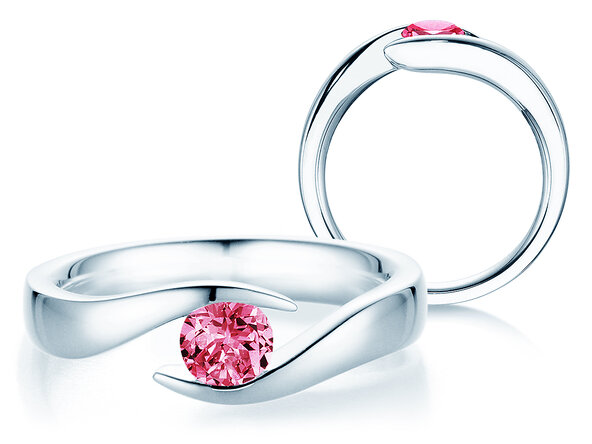 Verlovingsring Twist Colour in 14K witgoud met roze toermalijn 0,50ct