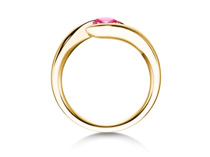 Verlovingsring Twist Colour in 14K geelgoud met roze toermalijn 0,50ct