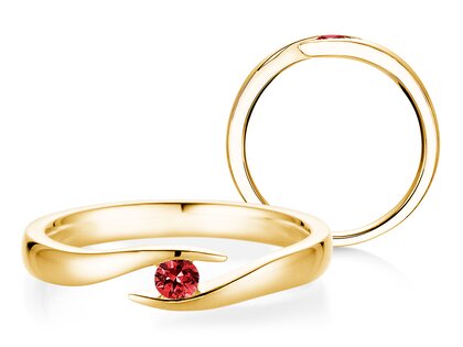 Verlovingsring Twist Colour in 14K geelgoud met robijn 0,05ct