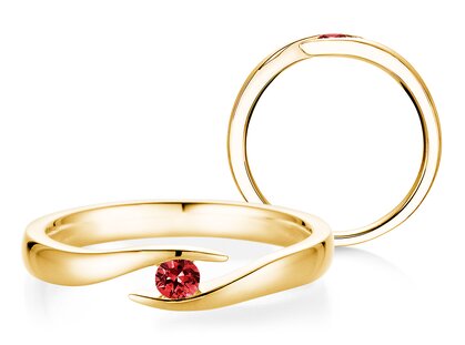 Verlovingsring Twist Colour in 14K geelgoud met robijn 0,05ct