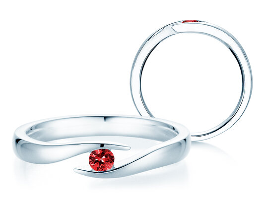 Verlovingsring Twist Colour in zilver 925/- met robijn 0,05ct