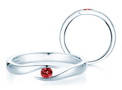 Verlovingsring Twist Colour in 14K witgoud met robijn 0,05ct