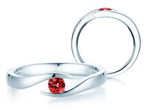 Verlovingsring Twist Colour in 9K witgoud met robijn 0,15ct