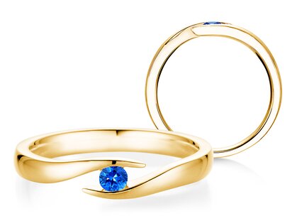 Verlovingsring Twist Colour in 14K geelgoud met saffier 0,05ct