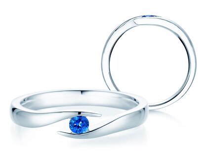 Verlovingsring Twist Colour in 14K witgoud met saffier 0,05ct