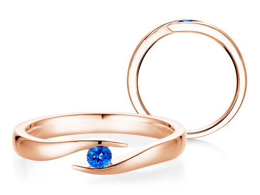 Verlovingsring Twist Colour in zilver 925/- met saffier 0,05ct