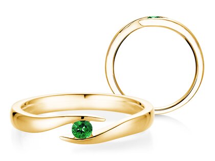 Verlovingsring Twist Colour in 9K geelgoud met smaragd 0,05ct