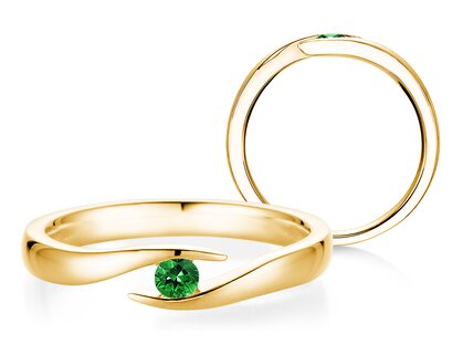 Verlovingsring Twist Colour in 14K geelgoud met smaragd 0,05ct