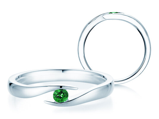 Verlovingsring Twist Colour in zilver 925/- met smaragd 0,05ct