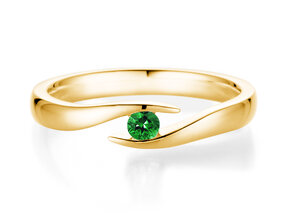 Verlovingsring Twist Colour in 9K geelgoud met smaragd 0,05ct