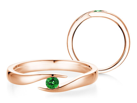 Verlovingsring Twist Colour in zilver 925/- met smaragd 0,05ct