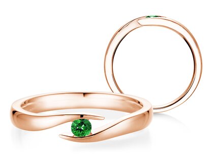 Verlovingsring Twist Colour in 9K roségoud met smaragd 0,05ct