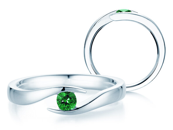 Verlovingsring Twist Colour in 14K witgoud met smaragd 0,15ct