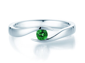 Verlovingsring Twist Colour in 14K witgoud met smaragd 0,15ct