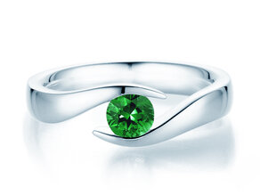 Verlovingsring Twist Colour in 9K witgoud met smaragd 0,50ct