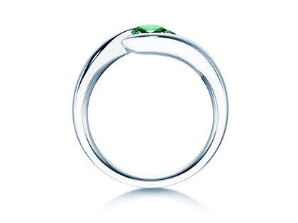 Verlovingsring Twist Colour in 9K witgoud met smaragd 0,50ct