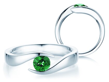Verlovingsring Twist Colour in 9K witgoud met smaragd 0,50ct