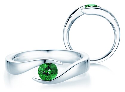 Verlovingsring Twist Colour in 18K witgoud met smaragd 0,50ct