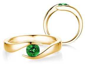 Verlovingsring Twist Colour in 18K geelgoud met smaragd 0,50ct