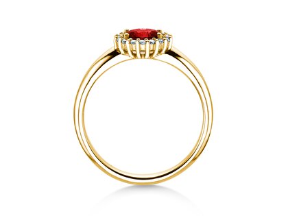 Verlovingsring Windsor Cross in 14K geelgoud met robijn 0,60ct en diamanten 0,12ct
