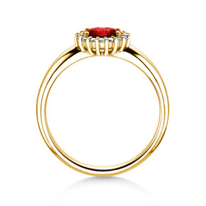Verlovingsring Windsor Cross in 14K geelgoud met robijn 0,60ct en diamanten 0,12ct