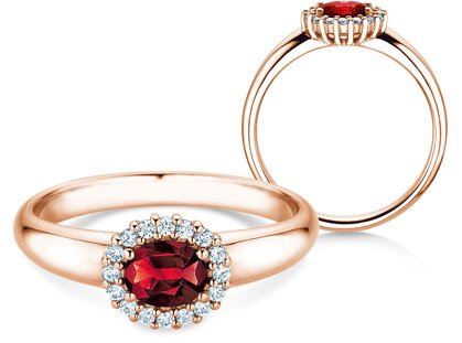 Verlovingsring Windsor Cross in 14K roségoud met robijn 0,60ct en diamanten 0,12ct