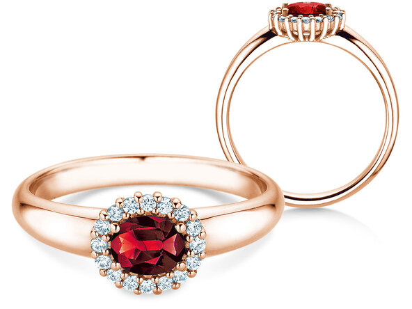 Verlovingsring Windsor Cross in 14K roségoud met robijn 0,60ct en diamanten 0,12ct