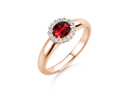 Verlovingsring Windsor Cross in 14K roségoud met robijn 0,60ct en diamanten 0,12ct