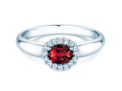 Verlovingsring Windsor Cross in 9K witgoud met robijn 0,60ct en diamanten 0,12ct