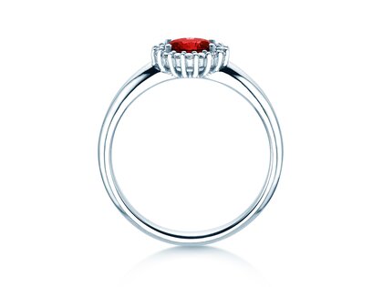 Verlovingsring Windsor Cross in 9K witgoud met robijn 0,60ct en diamanten 0,12ct