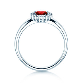 Verlovingsring Windsor Cross in 9K witgoud met robijn 0,60ct en diamanten 0,12ct