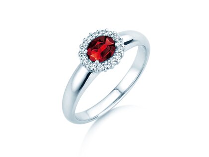 Verlovingsring Windsor Cross in 9K witgoud met robijn 0,60ct en diamanten 0,12ct