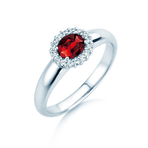 Verlovingsring Windsor Cross in 9K witgoud met robijn 0,60ct en diamanten 0,12ct