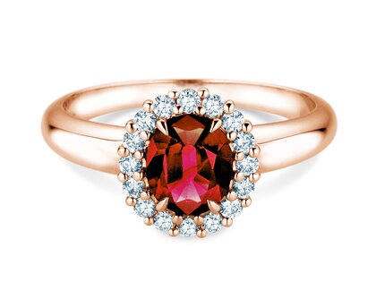 Verlovingsring Windsor Royal in 14K roségoud met robijn 1,20ct en diamanten 0,28ct
