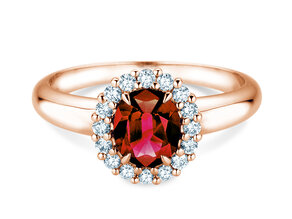 Verlovingsring Windsor Royal in 14K roségoud met robijn 1,20ct en diamanten 0,28ct