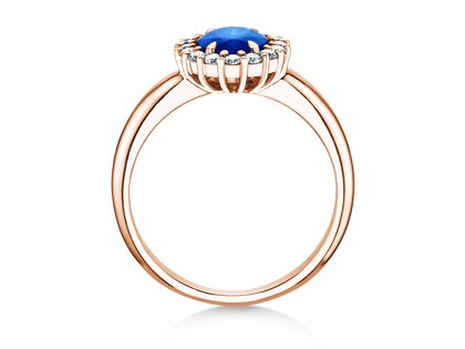 Verlovingsring Windsor Royal in 14K roségoud met saffier 1,20ct en diamanten 0,28ct