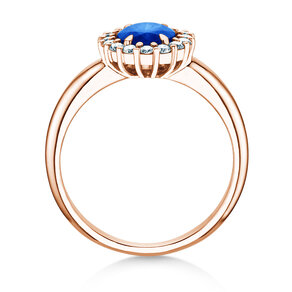 Verlovingsring Windsor Royal in 14K roségoud met saffier 1,20ct en diamanten 0,28ct