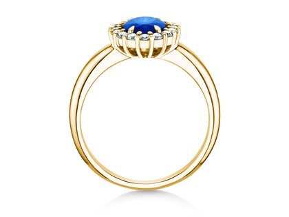 Verlovingsring Windsor Royal in 14K geelgoud met saffier 1,20ct en diamanten 0,28ct