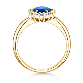 Verlovingsring Windsor Royal in 14K geelgoud met saffier 1,20ct en diamanten 0,28ct