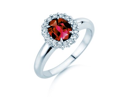 Verlovingsring Windsor Royal in 9K witgoud met robijn 1,20ct en diamanten 0,28ct