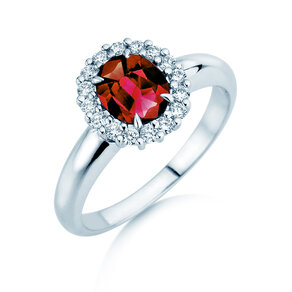 Verlovingsring Windsor Royal in 9K witgoud met robijn 1,20ct en diamanten 0,28ct