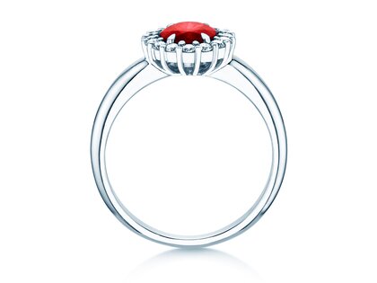 Verlovingsring Windsor Royal in 9K witgoud met robijn 1,20ct en diamanten 0,28ct