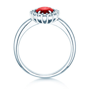 Verlovingsring Windsor Royal in 9K witgoud met robijn 1,20ct en diamanten 0,28ct