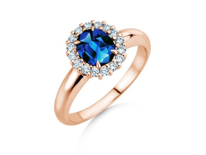 Verlovingsring Windsor Royal in 14K roségoud met saffier 1,20ct en diamanten 0,28ct